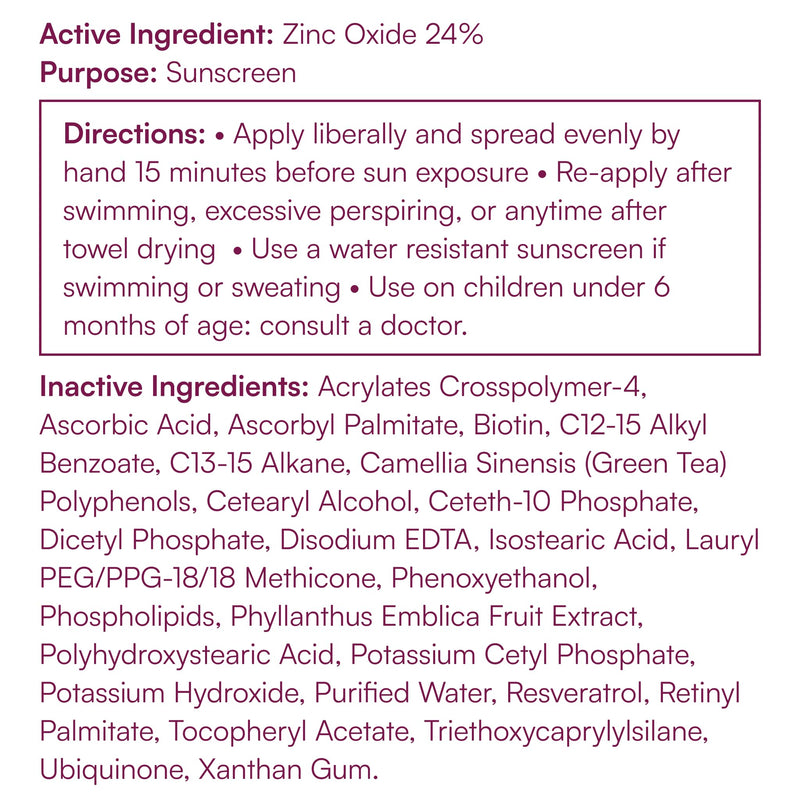 MyBiotin Luxe Mineral Sunscreen SPF 50 Face - 24% Zinc Oxide, No White Cast | Vitamin C, CoQ10, Biotin - Anti-Aging Broad Spectrum Reef Safe Sunscreen for Face | 2 oz Airless Pump