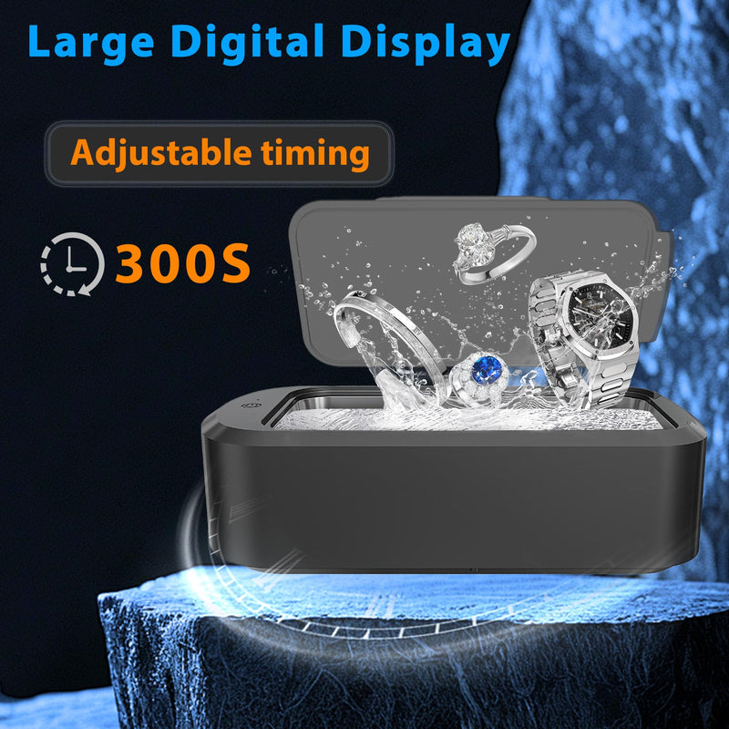 [Australia] - Ultrasonic Retainer Cleaner Machine,48 kHz Ultrasonic Cleaner,600ML Portable Ultrasonic Cleaner for Braces, Mouth Guards, Aligner, Toothbrush, Eyeglasses, Jewelry(Black) 