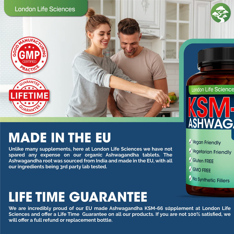 365 Tablets KSM-66 Ashwagandha 2000mg +5 Percent Withanolides Highest Concentration Vegan Organic Root Extract UK Supplier London 365 count (Pack of 1)