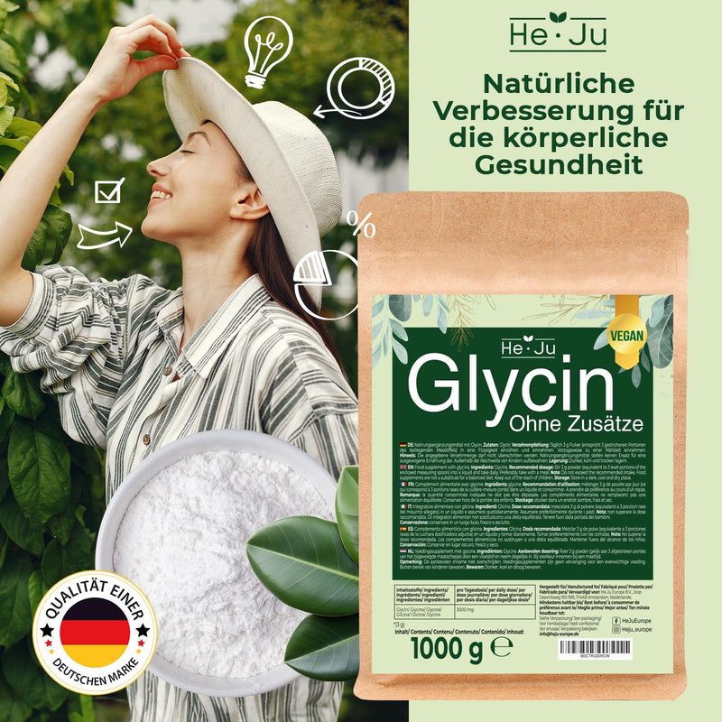 [Australia] - He-Ju glycine powder 1000 g, laboratory tested, 330 portions of amino acid, vegan, 100% pure, without additives, buy glycine in premium quality 330 portions (pack of 1) 