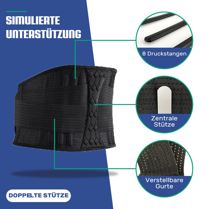 [Australia] - NativoDex Back Support Belt - Back Belt for Stabilizing the Lumbar Spine - Lumbar Support for the Lower Back with Support Rods to Reduce Back Pain Black XL 