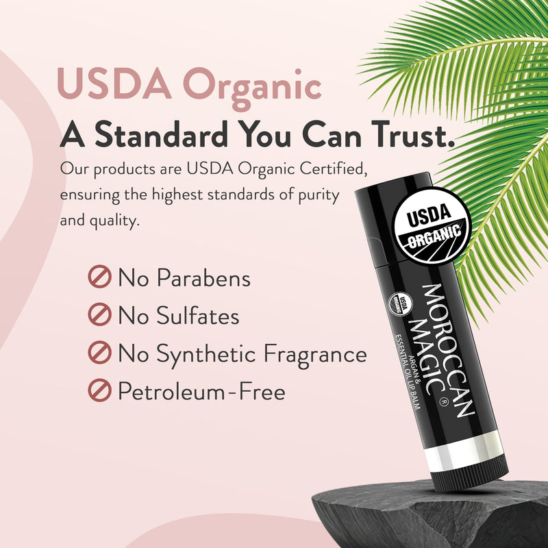 Moroccan Magic Organic Lip Balm 5 Piece Variety Pack Gift Set | Ultra-Hydrating Argan & Essential Oil Lip Moisturizer + Vitamin E | Smooth | Natural | Non-Toxic | Cruelty Free | 5 Pack | Ultra-Hydrating Lip Balms & Moisturizers | Non-Toxic Lip Care for...