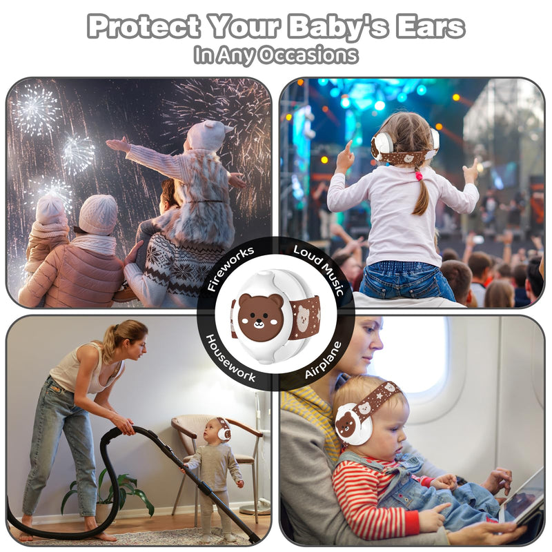 [Australia] - Baby Ear Muffs,25dB Infant Noise Cancelling Headphones for Babies 0-36 Months with Adjustable Headband Infant Ear Protection,Ideal Baby Travel Essentials for Outdoor,Sleep,Airplane & Music Festivals Brown 
