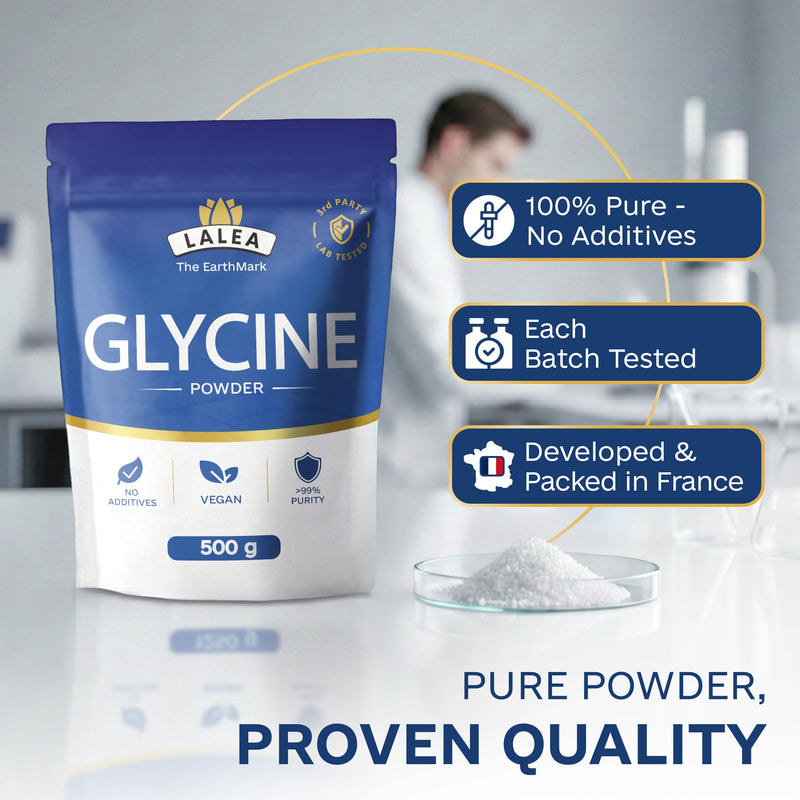 LALEA Pure Glycine Powder 500g – 100% Pure L-Glycine Amino Acid Supplement – Vegan, No Additives, Highly Soluble – Supports Sleep, Muscle Recovery & Collagen Production
