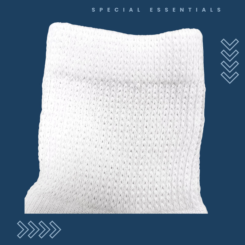 [Australia] - 6 Pairs Non-Binding Cotton Diabetic Crew Socks With Extra Wide Top For Men and Women Large White 