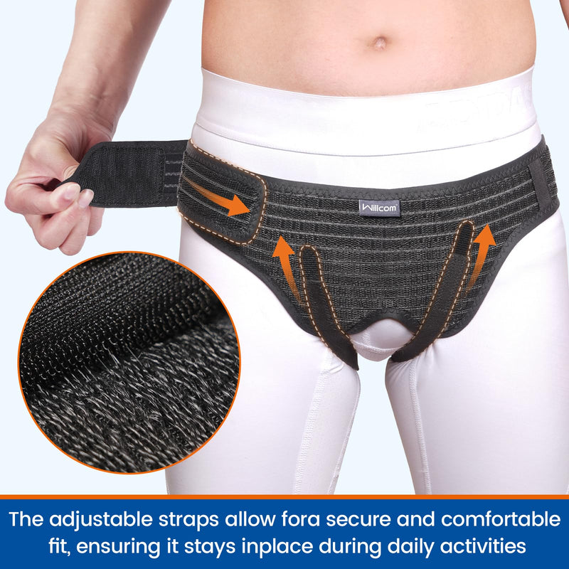 Hernia Belt for Double Inguinal, Hernia Support Truss for Men and Women, Pain Relief Recovery Adjustable Strap with 2 Removable Medical Compression Pads (Small) Small