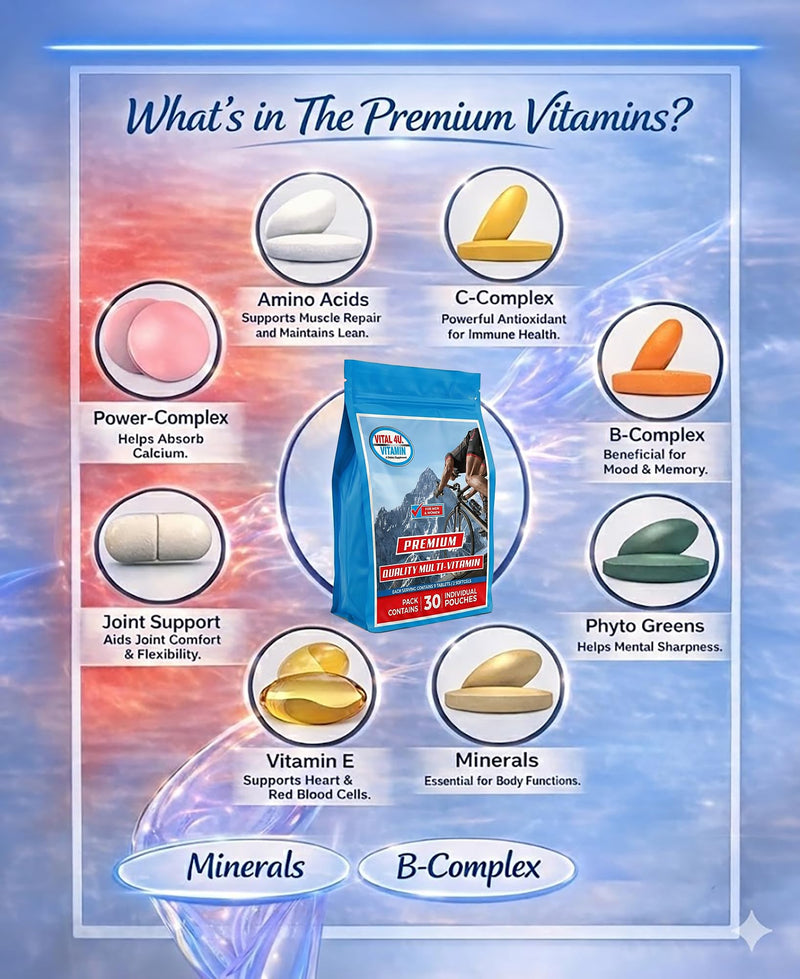VITAL 4U Premium Daily Multivitamin Packs for Men and Women, 30 Servings | Vitamins, Minerals, Amino Acids, Joint Support and Immune Support