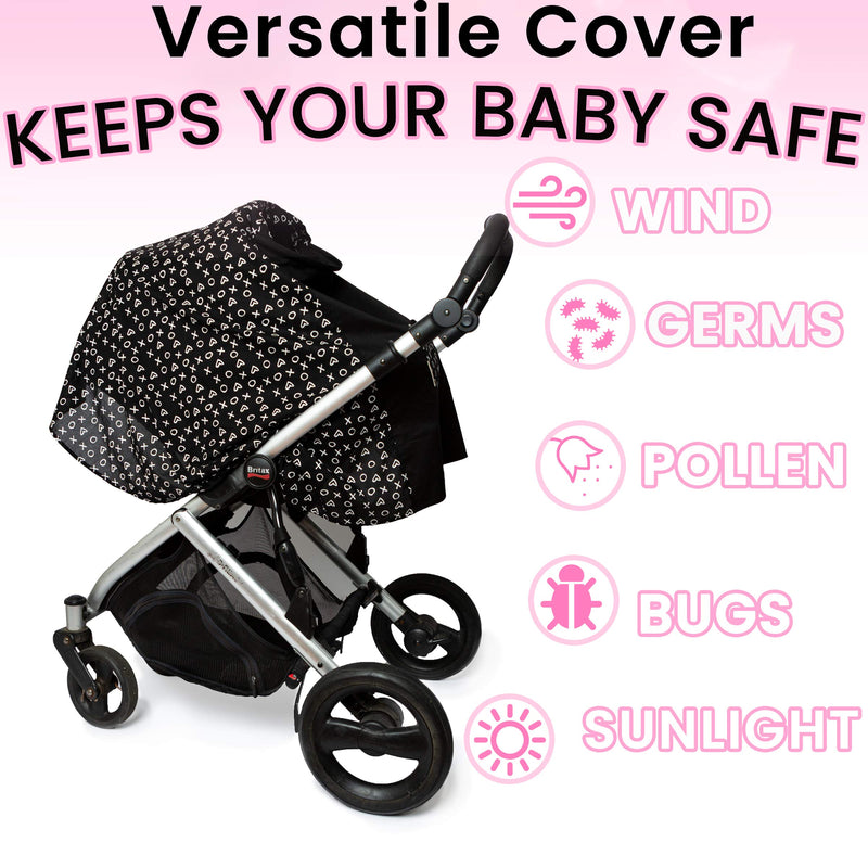 [Australia] - Milky Chic Nursing and Breastfeeding Poncho - Patent Pending 360 Full Coverage Wired Nursing Cover and Apron - Breathable, Soft Cotton - Carseat, Stroller Canopy - Multifunctional Baby Shower Gifts Blackandwhite 
