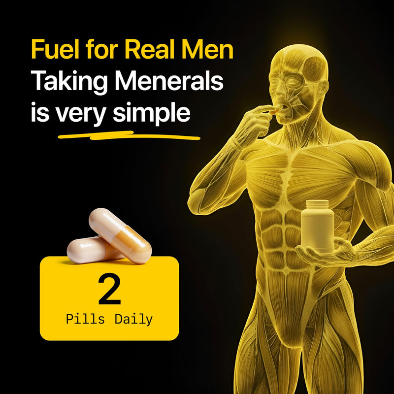 Menerals Mens Multivitamin, Trace Mineral Supplement with Fulvic Acid 60Ct | Testosterone - Natural All-in-One Men's Mineral Formula; Pairs Trace Minerals with Fulvic Acid; 60-Count Bottle 60 Count (Pack of 1)