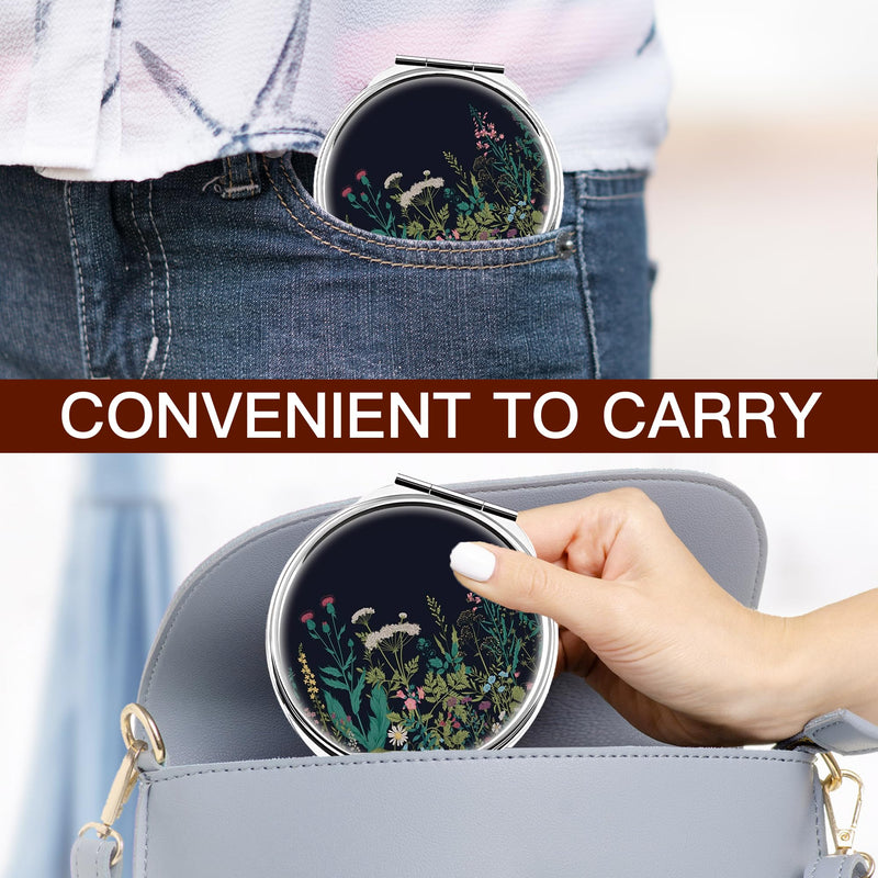 Weekly Pill Case, Medicine Planner, Vitamin Organizer Box, Portable Daily Pill Box with Compartments,Pocket Purse Metal Medicine Organizer Unique Gifts,Flower Flower