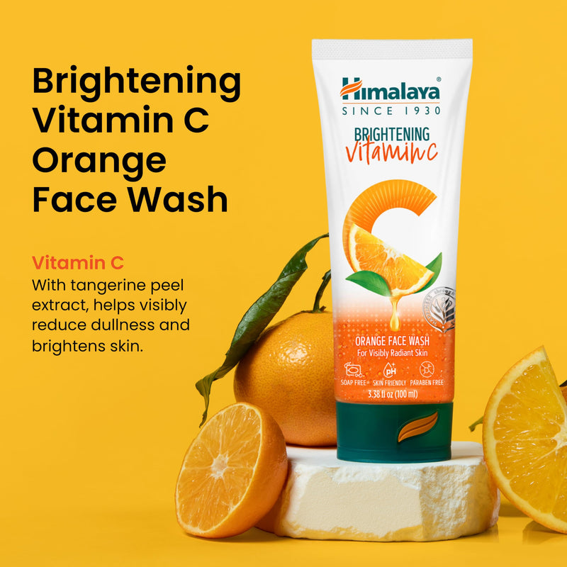 Himalaya Brightening Vitamin C Orange Face Wash, 3.38 fl oz | Gentle Facial Cleanser with Cellulose Beads & Amla Fruit Extract for Visibly Radiant Skin,Dermatologically Tested,ParabenFree 3.38 Ounce (Pack of 1)