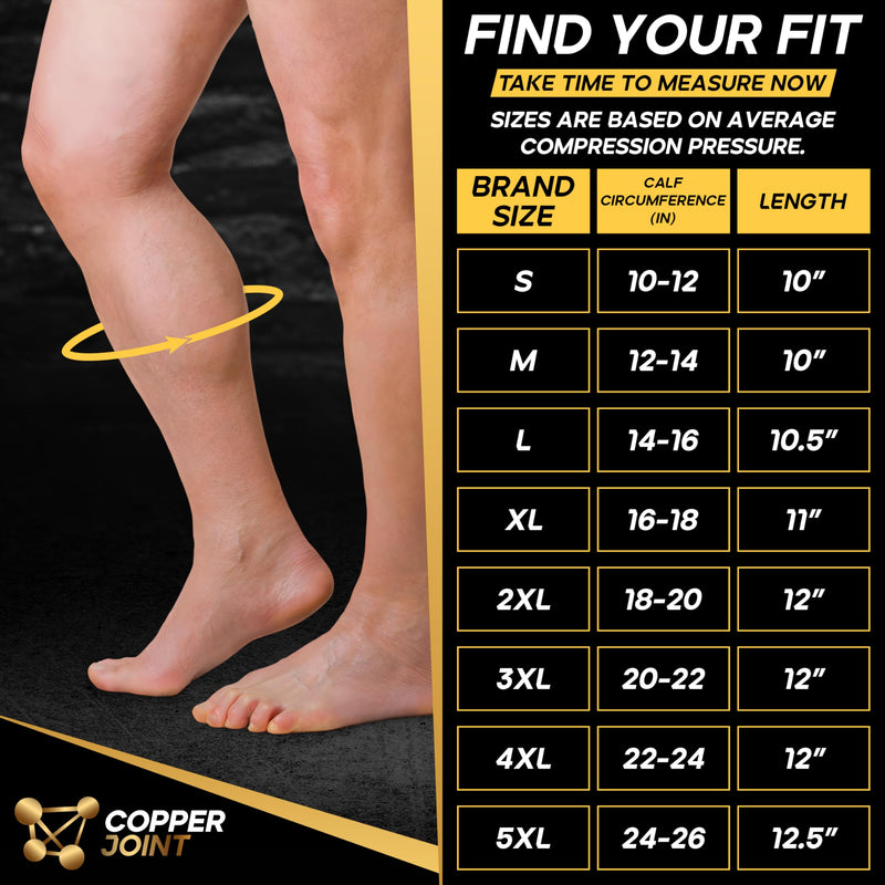[Australia] - CopperJoint Wide Calf Compression Sleeve Men - Compression Calf Sleeve Women, Leg Sleeves for Men, Knee and Legs Sleeves Support for Runners, Basketball, Workout, Sports, 20-30mmHg - 2X-Large Copper Stripe 