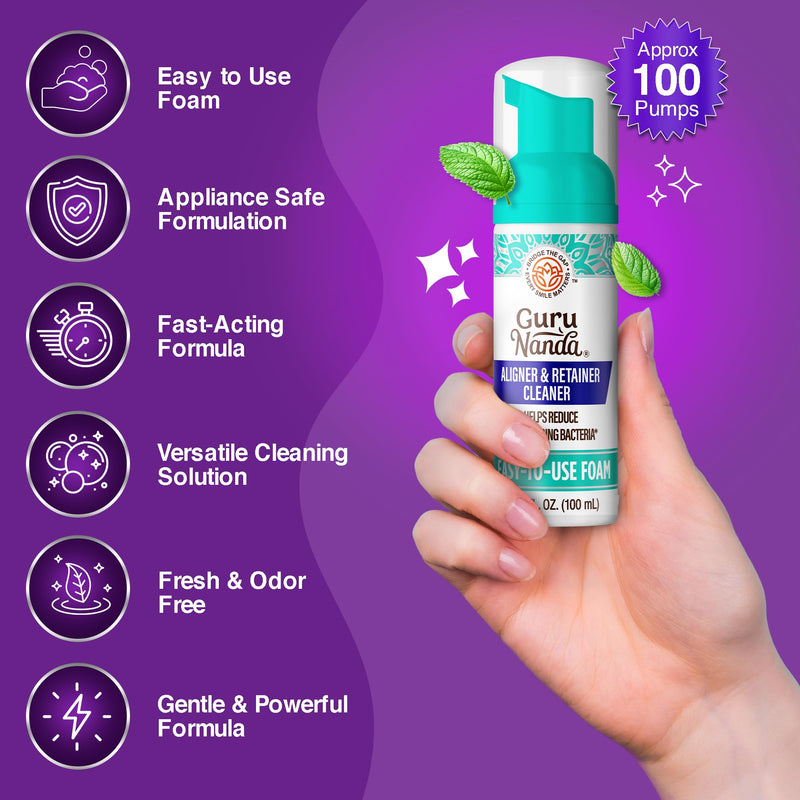 [Australia] - GuruNanda Aligner & Retainer Cleaner Foam ‚Äì Gentle Cleaning for Aligners, Retainers, Veneers & Mouthguard, Helps Neutralize Odors, Ideal for Daily Use, 100 ml 
