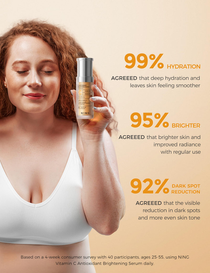 NING DERMOLOGIE Vitamin C Serum with Niacinamide & Ethyl Ascorbic Acid | Brightening, Moisturizing Face Serum for Dark Spot | Hyperpigmentation & Anti-Aging Treatment | Korean Synergy Formula 1.01oz