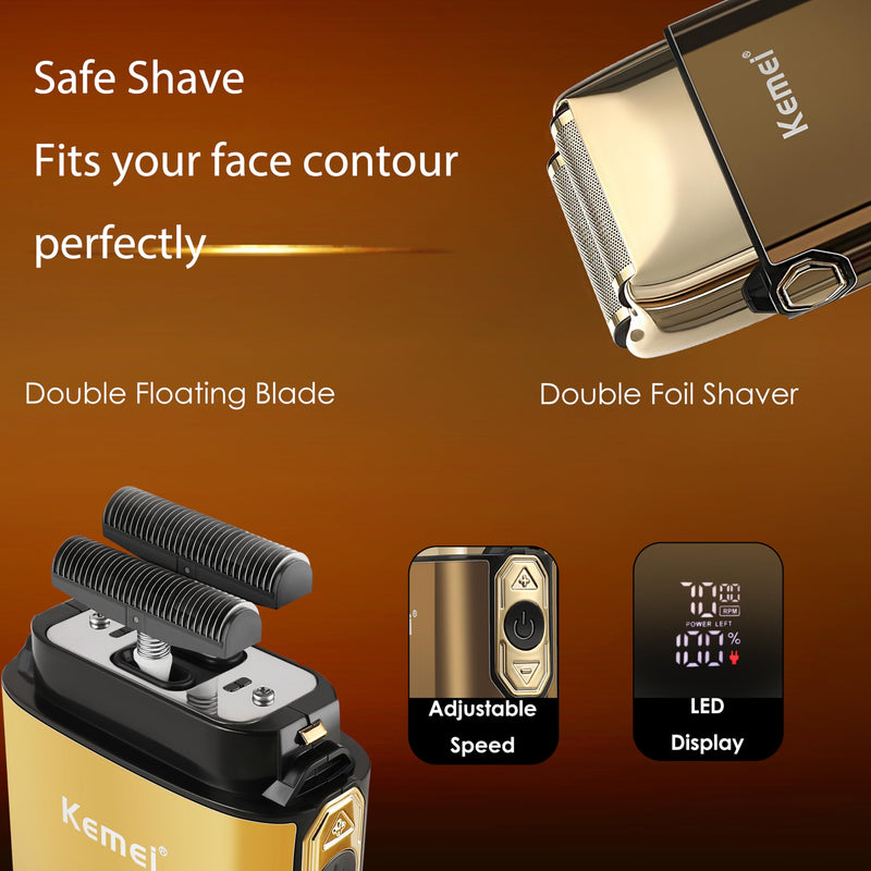 [Australia] - KEMEI Foil Shavers,Bald Head Shaver,Electric Razor for Men,with Hair Trimmer Barber Trimmers Waterproof Cordless 