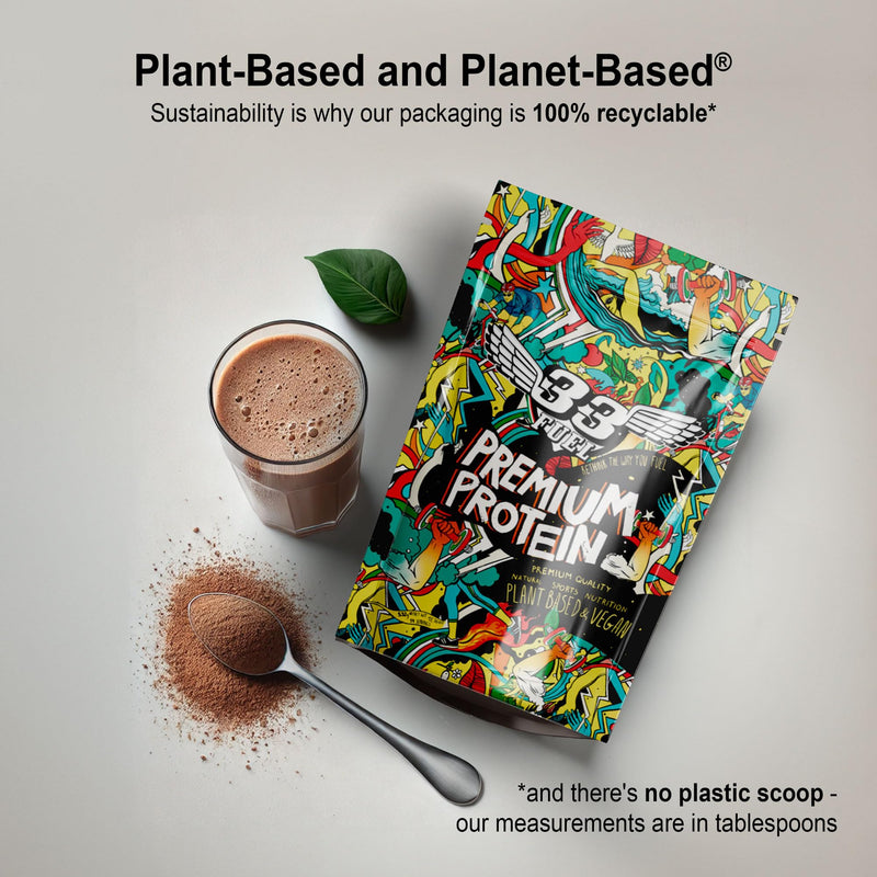 33Fuel Plant-Based Protein Powder – 30g Protein for Muscle Growth, Vegan with Antioxidants for Gut Health – Chocolate Flavour – 582g