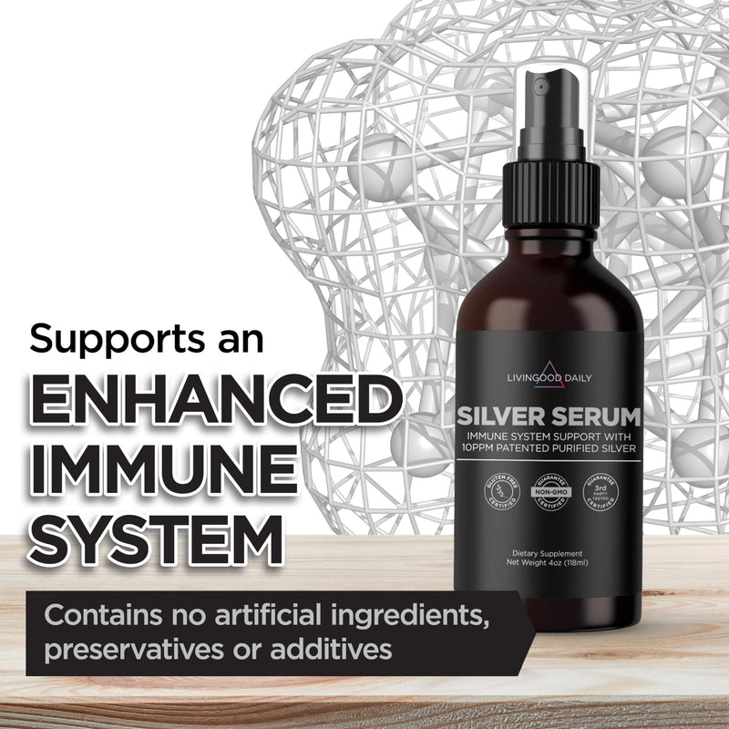 [Australia] - Livingood Daily Colloidal Silver Liquid Spray, Silver Serum (4 Fl Oz) - 10 PPM Colloidal Silver Spray for Eyes, Mouth, Ears, Nose & Skin - Immune Support Supplement for Urinary Health - Non-GMO, Vegan 