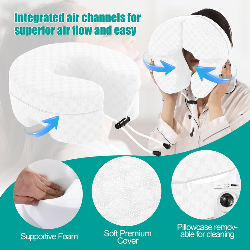 [Australia] - BALAPET Adjustable Face Down Pillow After Eye Surgery, Breathe Face Surgery Pillow for Prone Down Resting, Facial Pillow as a Home Massage Headrest or Contoured Post-Eye Surgery Support(White) White 