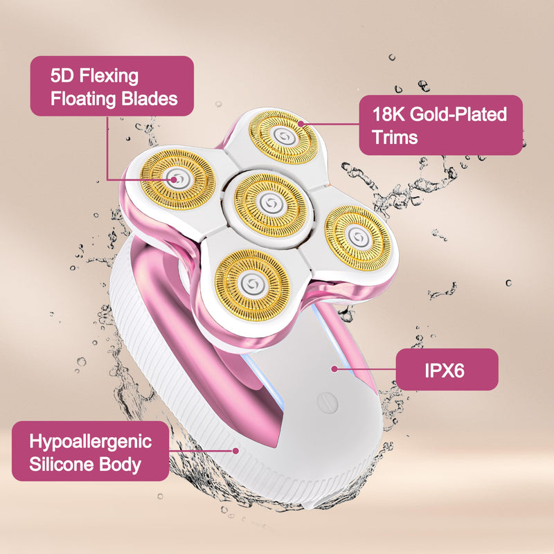 Electric Razors for Women, 5D Magnetic Shaver for Sensitive Skin - Waterproof Cordless Razor for Legs/Bikini/Arms, Painless Hair Removal, 90min Runtime Pink