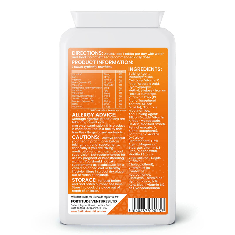 Multivitamin with Iron Tablets | Multivitamin Tablets for Men & Women | High Strength Multivitamin Plus Iron Supplements 180 One a Day Multi Vitamins Tablets
