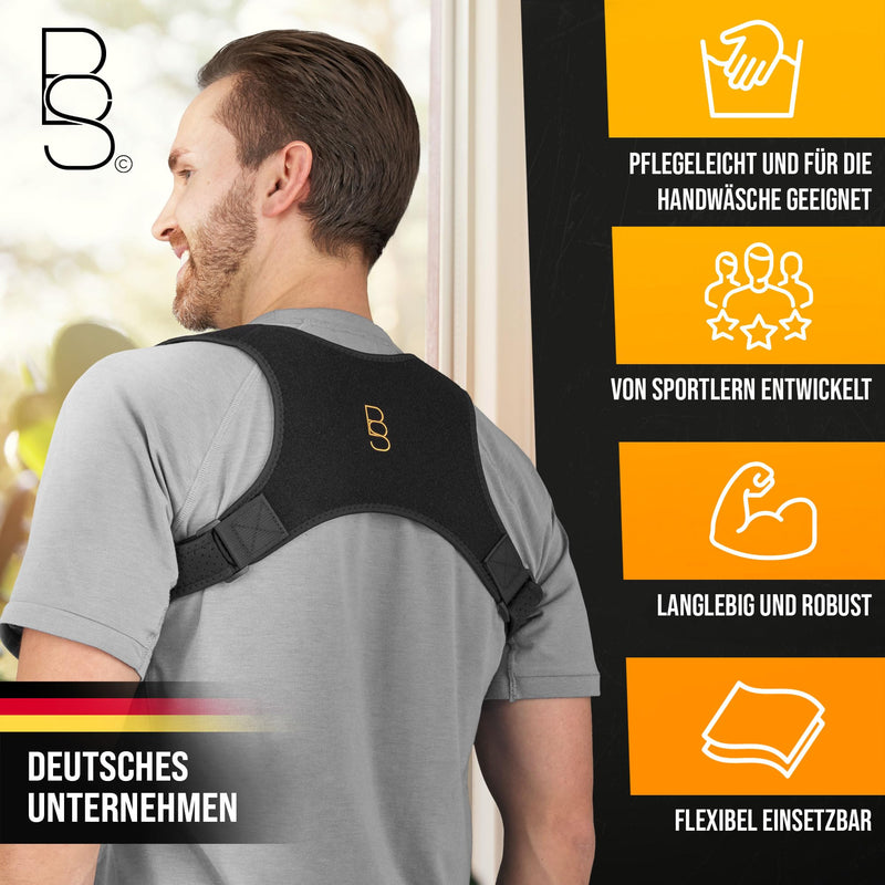 [Australia] - BODYSOLUTION back straightener - 3 in 1 - high-quality posture correction - back support belt for an upright posture - size-adjustable back strap - black - S-M polyoxymethylene S-M: 70cm - 110cm 