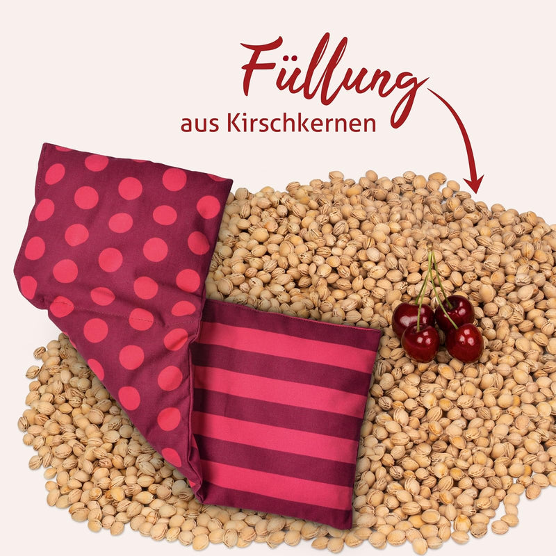 [Australia] - Navango® Cherry Stone Pillow Suitable for Microwave & Oven I Handmade | approx. 17 x 45cm I 3 chambers | OEKO-Tex cotton | Grain pillows for neck, back and shoulders 