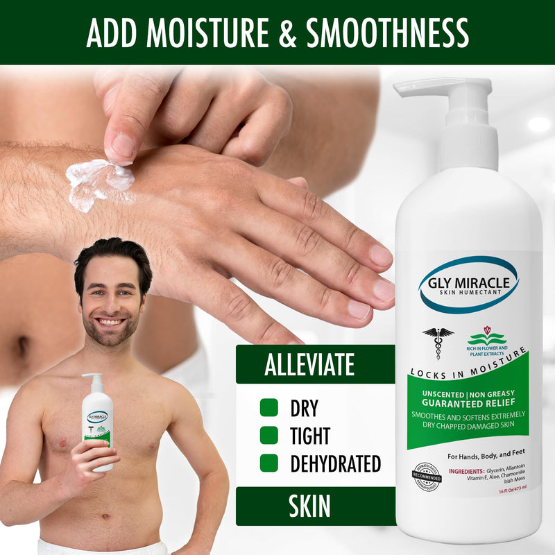 [Australia] - GLY MIRACLE Moisturizing Body Cream Lotion, 16 ounce - Non-Greasy Skin Humectant for Extremely Dry Skin, Hands, Body, and Feet, Fragrance-Free with Pure Glycerin for Nourishing Hydration. Unscented 16 Fl Oz (Pack of 1) 