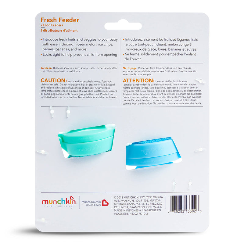 [Australia] - Munchkin Fresh Food Feeder, 2 Count (Pack of 1), Blue/Mint Blue/Green 