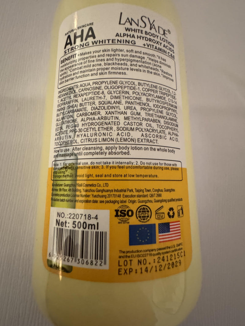 AHA Body Lotion with Vitamin C&E, 500ml