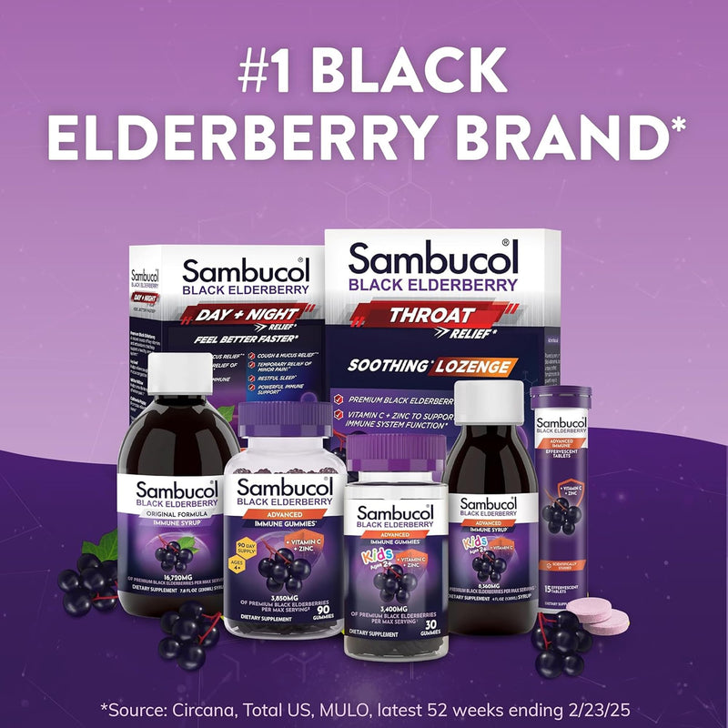 Sambucol, (2 Pack, Black Elderberry, 30 Gummies | Sambucus Elderberry Gummies for Immune Support, High Antioxidants, Gluten Free, Vegan 30 Count (Pack of 2)