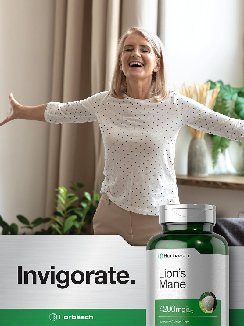 [Australia] - Horb√§ach Lions Mane Mushroom Extract | 4200mg | 120 Capsules | Vegetarian, Non-GMO, Gluten Free Supplement 120 Count (Pack of 1) 
