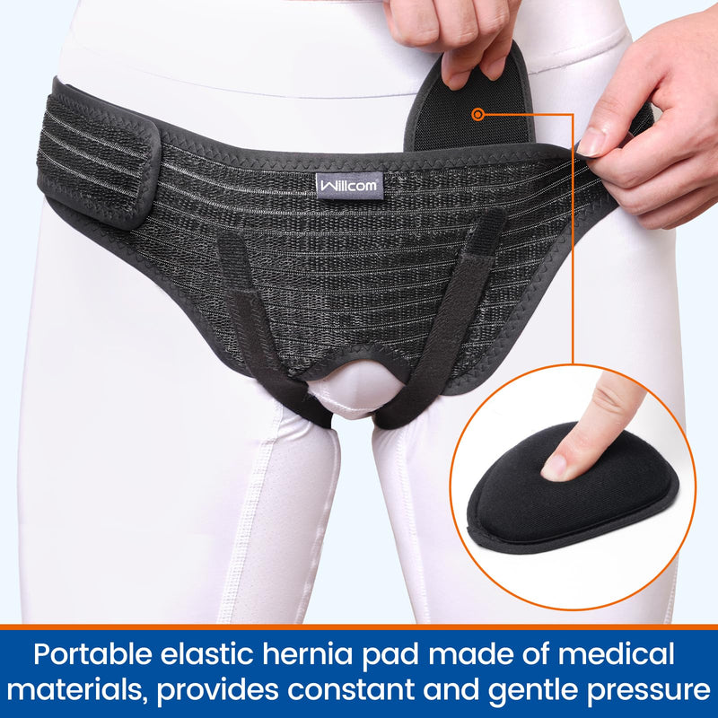 Hernia Belt for Double Inguinal, Hernia Support Truss for Men and Women, Pain Relief Recovery Adjustable Strap with 2 Removable Medical Compression Pads (Small) Small