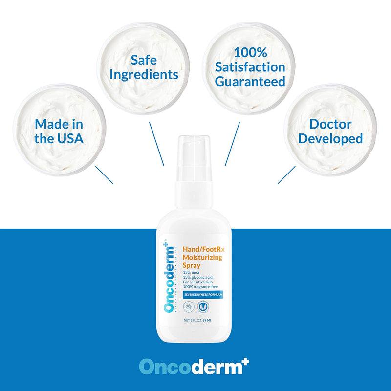 [Australia] - Oncology Skin Care - Hand & FootRx Moisturizing Spray. Skin Care for People Living with Cancer. Great Gift for Chemo Patient. Designed by Oncologists and Dermatologists. Chemo Skin Care (3 Fl Oz) 