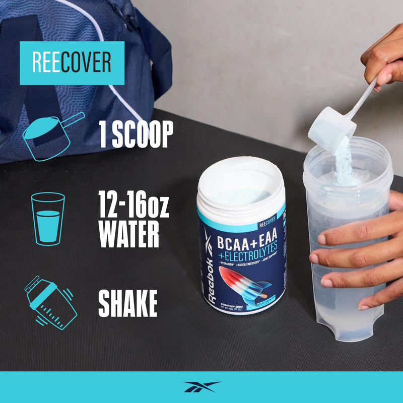 [Australia] - Reebok REECover Amino Acids + Electrolytes | 8g EAAs, 5g BCAAs, Hydration Matrix | Muscle Recovery, Strength | Post-Workout Support | 30 Servings | Strawberry Lemonade 