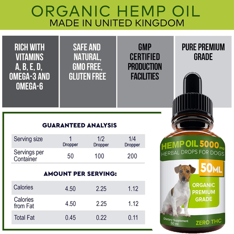STRELLALAB Hemp Oil - 2x50ml Bottles - 5000 MG Made in UK Hemp Extract - Pure Premium Grade - Omega-3, 6 50 ml (Pack of 2)