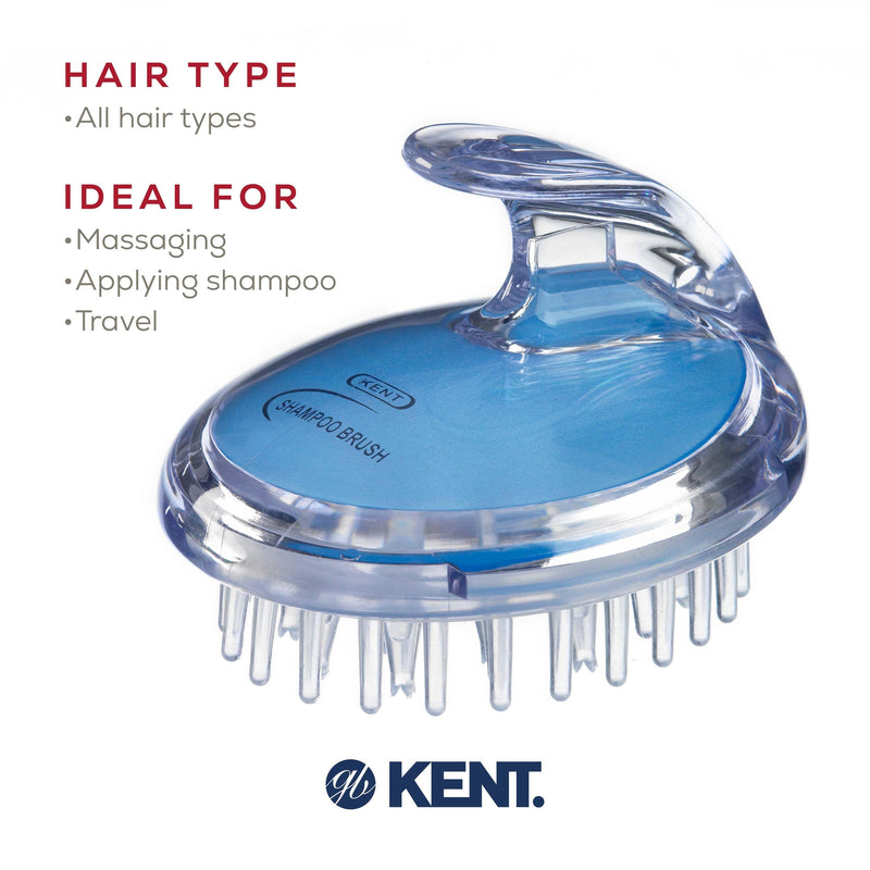 KENT SH1 BLU Scalp Scrubber Hair Brush and Scalp Exfoliator Brush for Distributing Shampoo and Conditioner, Shower Scalp Massage Tool and Hair Growth Brush Shower Brush with 42 Soft Rubber Bristles 3 Pack Blue