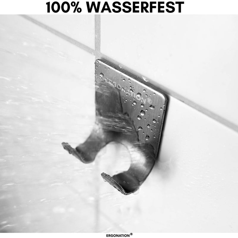 [Australia] - Ergonation Self-Adhesive Stainless Steel Razor Holder for Bathroom, Shower and Bath | Waterproof Holder/Wall Hook for Razors, Towels, Keys, Umbrellas, Cables (Silver, 1) Silver 