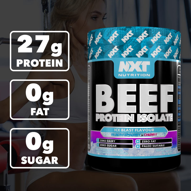 NXT Beef Protein Isolate 540g - High Protein Powder in Natural Amino Acids - Paleo, Keto Friendly - Dairy and Gluten Free | 540g (Ice Blast)