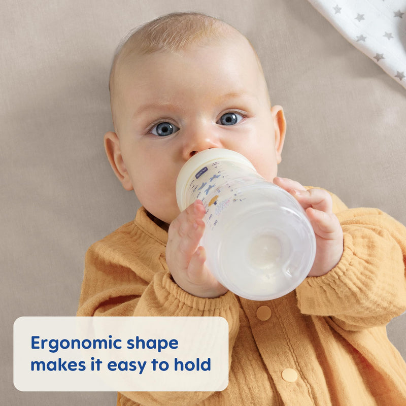 [Australia] - MAM Easy Active Baby Bottles 11oz, Fast Flow Skinsoft Silicone Nipple with Wide Neck Ergonomic Design, Easy to Hold, BPA-Free, Bottles with Leak-Proof Caps for 4+ Months Baby Cotton 2 Count (Pack of 1) 
