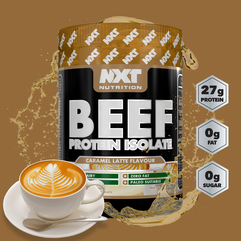 NXT Beef Protein Isolate 540g - High Protein Powder in Natural Amino Acids - Paleo, Keto Friendly - Dairy and Gluten Free | 540g (Caramel Latte)
