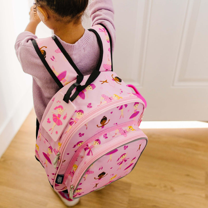 Wildkin Kids Rolling Luggage Bundle with 2 Matching Bag Tags (Ballerina)