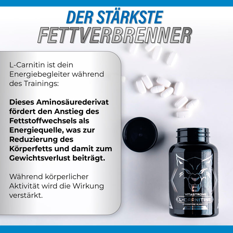 [Australia] - Vitastrong CARNITIN | 100% pure L-Carnitine | Improves energy and endurance during training | High quality Made in Italy. 