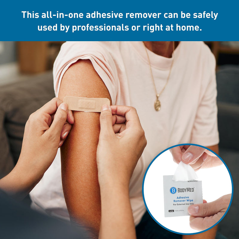 [Australia] - BodyMed Adhesive Remover Wipes - Skin Cleaning Wipes for Removing On-Skin Adhesives, Skin Barriers, Tape, and Hydrocolloid Dressings - 1.6 x 3.2 Inch Wipes - 50 Wipes Per Box 