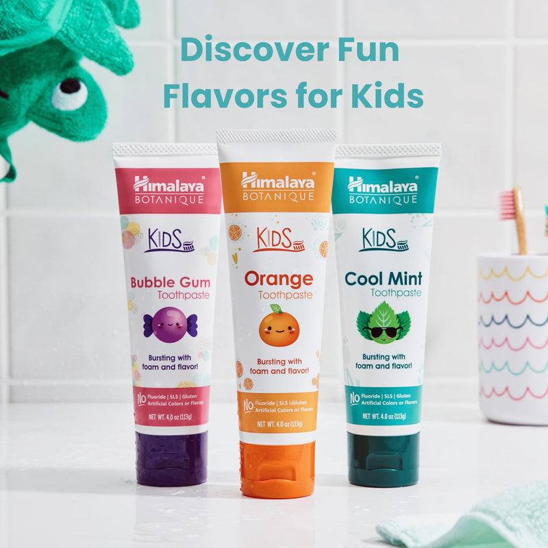 Himalaya Botanique Kids Toothpaste, Herbal, Cool Mint Flavor, Fights Plaque, Fluoride & SLS Free, Gentle, No Artificial Colors, Gluten & Cruelty Free, Vegan, Foaming, 4 Oz, 2 Pack 4 Ounce (Pack of 2)
