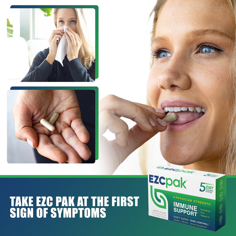 [Australia] - EZC Pak 5-Day Tapered Immune Support Booster - Vitamin Immune Support Supplement, Echinacea, Zinc Vitamin C, Vitamins for Immune System Support, Immune Boosters for Adults - Immune Support Vitamins 1 Count (Pack of 1) 