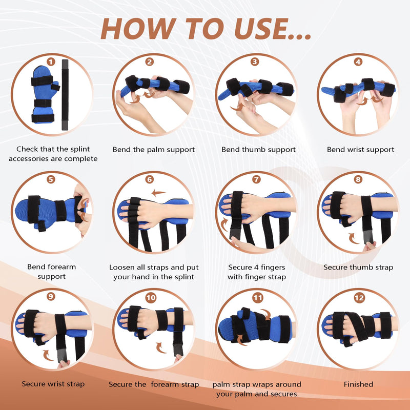 [Australia] - Resting Hand Splint, Night Sleeping Carpal Tunnel Wrist & Finger Splint, Stroke Hand Brace with Finger Support for Finger Contractures, Tendonitis, Arthritis, Fits Left and Right Hands, L Version 3 updated MESH Mesh-L 