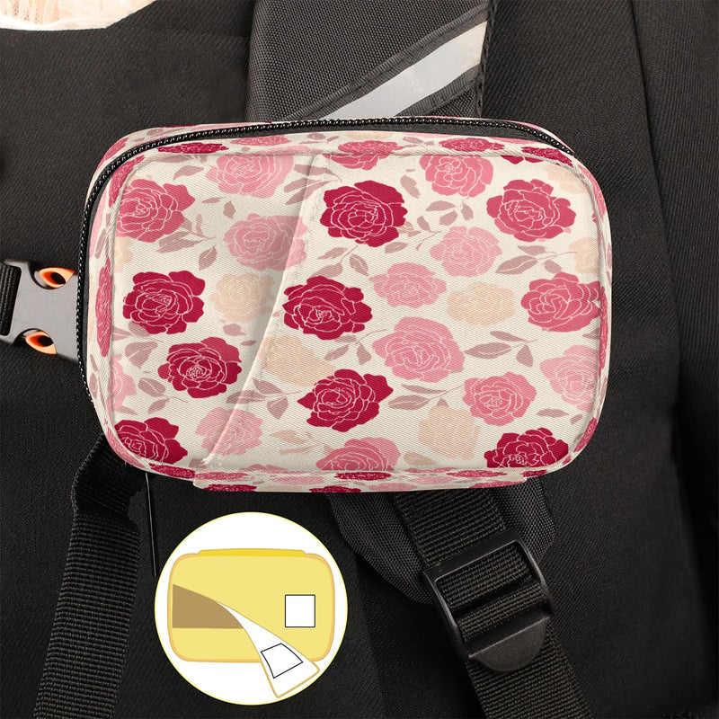Weekly Travel Pill Organizer Case for Purse with Removable 7 Day Box Portable Compact Size Pill Box Fashionable Pill Container for Medicine Vitamin Supplement Rose Pink Flower A03:rose