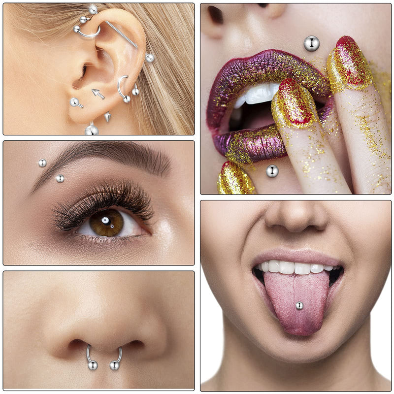 [Australia] - 41 Pieces Body Piercing Tool Kit Include Septum Forceps Clamp Pliers 20 Pcs 316L Stainless Steel Piercing Needles and 20 Pcs Nose Ring Hoop Jewelry for Ear Lip Belly Navel Tongue (Classic Style) 