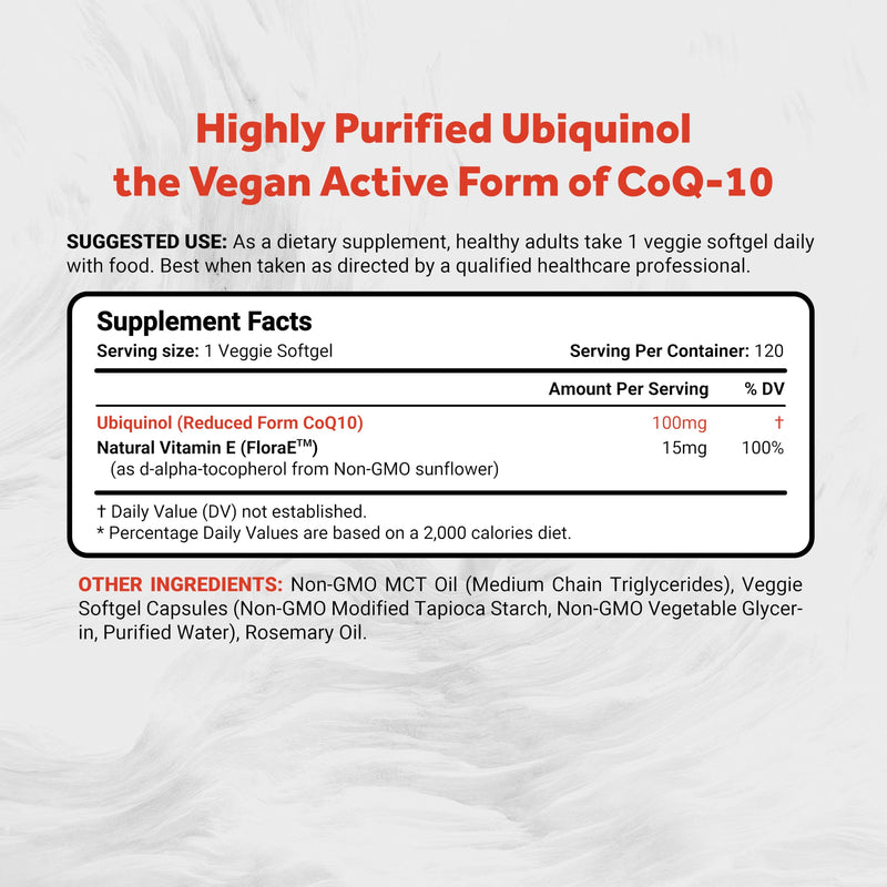 Naturalis Ubiquinol 100mg 120 Softgels | Active CoQ10 for Better Absorption | Emulsified in MCT Oil for Enhanced Absorption, supporting cardiovascular health, antioxidant protection, and healthy skin.* 120 Count (Pack of 1)