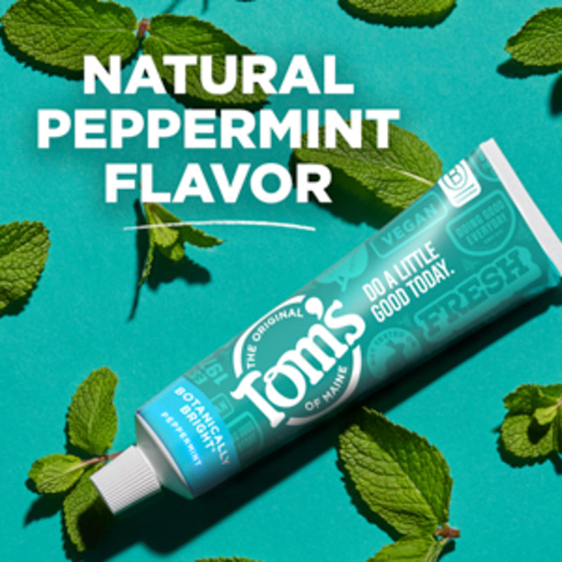 [Australia] - Tom’s of Maine Botanically Bright Natural Whitening Toothpaste, Fluoride Free and SLS Free, Vegan, Peppermint, 3 Pack, 4.0 Oz 4 Ounce (Pack of 3) 